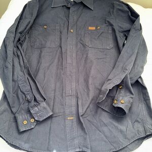 Navy poplin Carhart lg sleeve button up shirt good condition